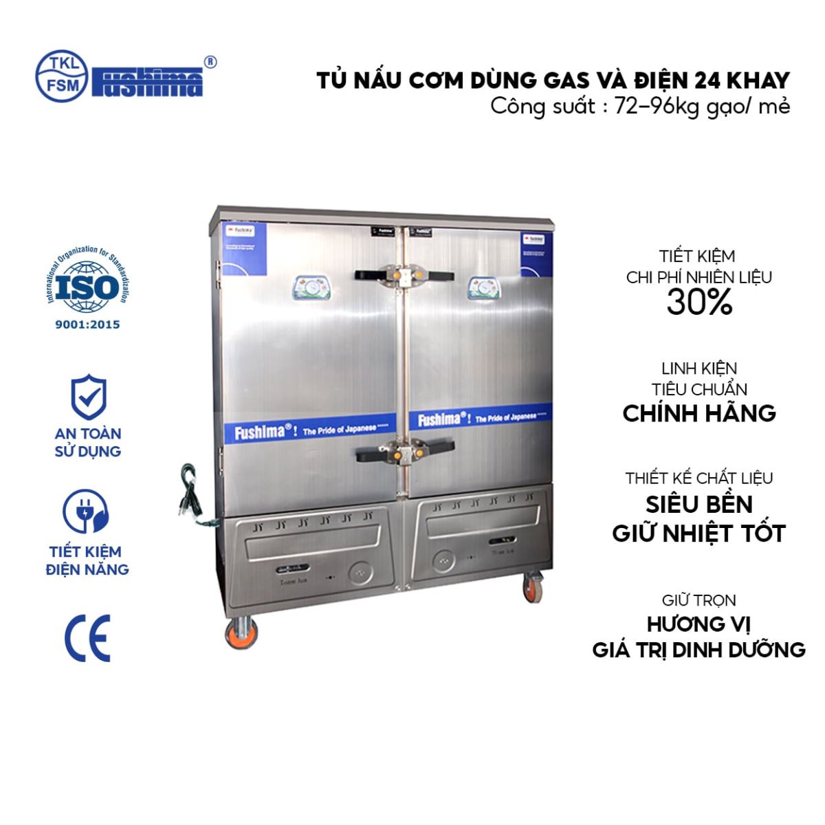Tủ nấu cơm công nghiệp bằng gas điện