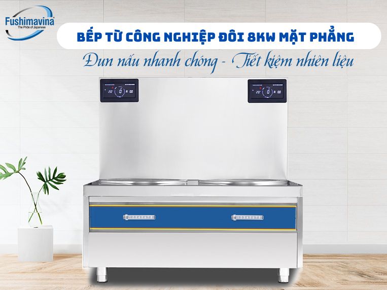 Bếp từ công nghiệp đôi 8kw mặt phẳng phù hợp với đa dạng bếp ăn