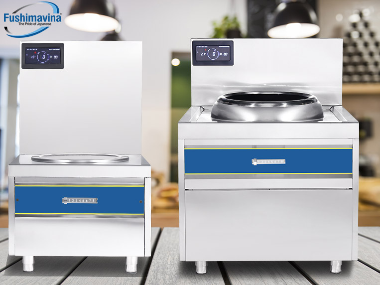 Bếp từ công nghiệp đơn 12KW mặt lõm Fushimavina phù hợp với đa dạng mô hình kinh doanh