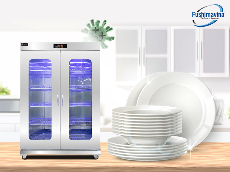tủ sấy bát cánh kính 1200l 2 lớp quạt gió
