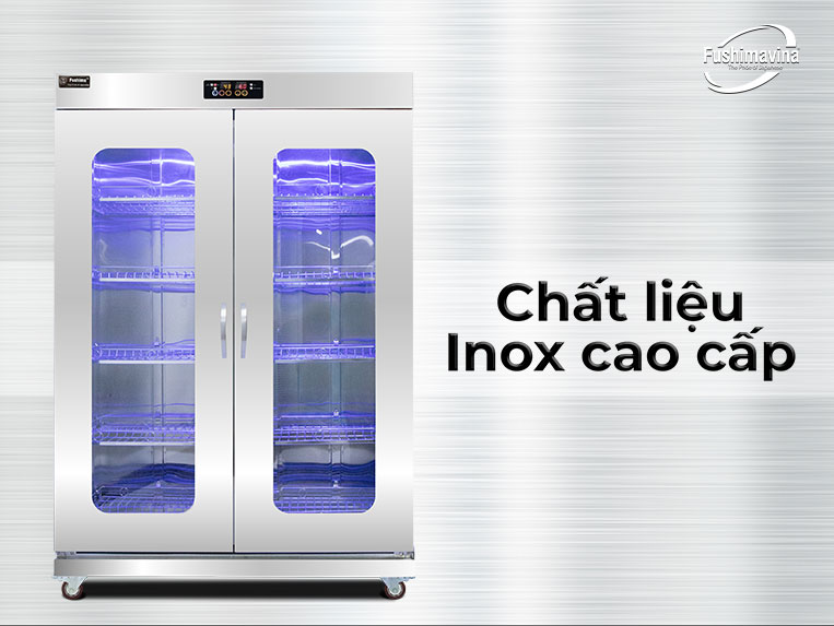 tủ sấy bát cánh kính 1200l 2 lớp quạt gió