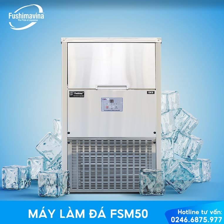 máy làm đá fushima sử dụng chất liệu inox cao cấp