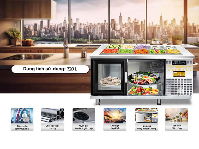 Ưu điểm của bàn lạnh 1m5 cánh kính