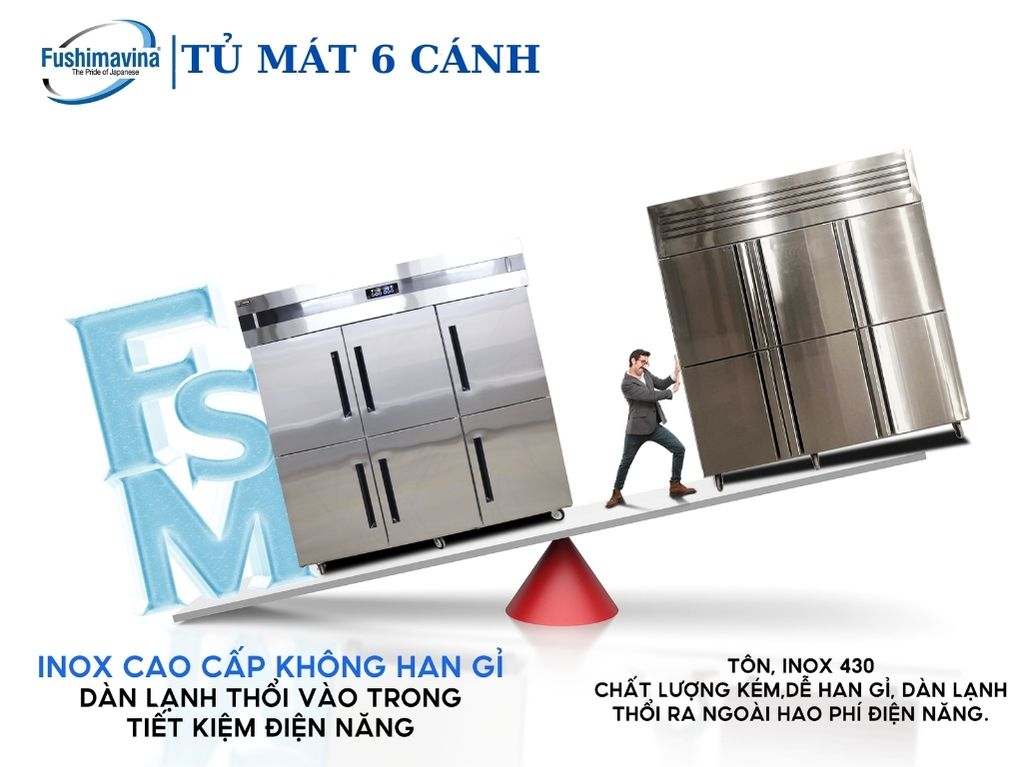 Bảng so sánh tủ mát 6 cánh quạt gió Fushima với các hãng khác