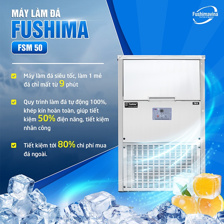 may làm đá viên 50kg Fushima
