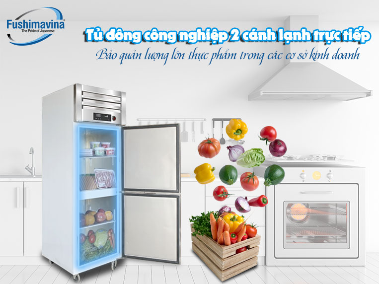 Tủ đông công nghiệp 2 cánh giúp bảo quản thực phẩm trong các cơ sở kinh doanh