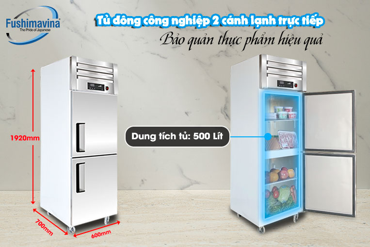 Tủ đông công nghiệp 2 cánh lạnh trực tiếp Fushima