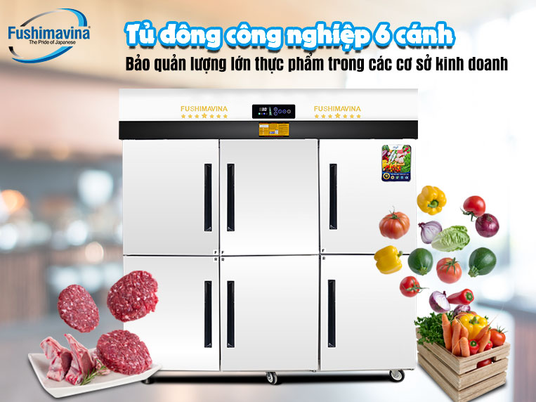 Tủ đông 6 cánh Fushima phù hợp với mô hình kinh doanh vừa và lớn