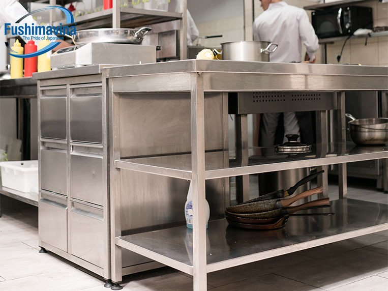 bàn bếp inox tăng tính thẩm mỹ cho khu bếp