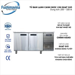 Tủ Bàn Lạnh Cánh Inox 1,5m Quạt gió