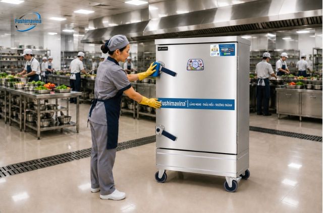 Cách vệ sinh và bảo quản tủ nấu cơm công nghiệp