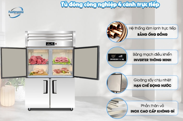 Tủ đông công nghiệp 4 cánh lạnh trực tiếp FSM-TD4C