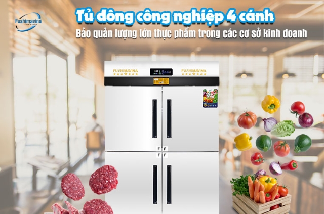 Tủ đông công nghiệp 4 cánh quạt gió FSM-TDQ1000
