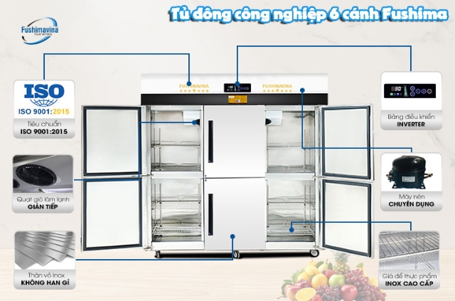 Tủ đông công nghiệp 6 cánh quạt gió FSM-TDQ1600