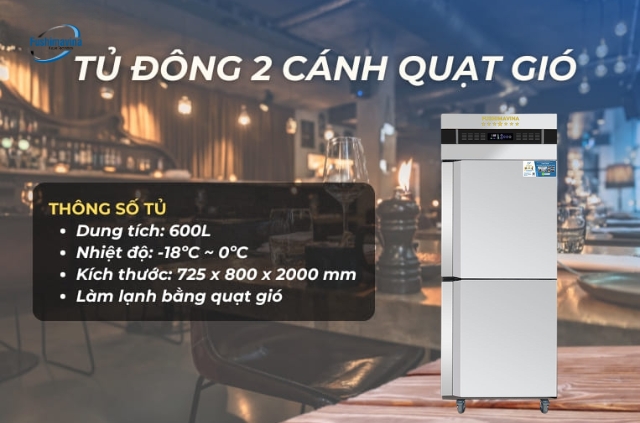 tủ đông 2 cánh quạt gió