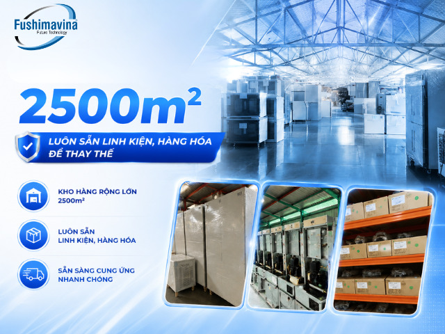 Kho hàng và linh kiện rộng 2500m2 của Fushimavina