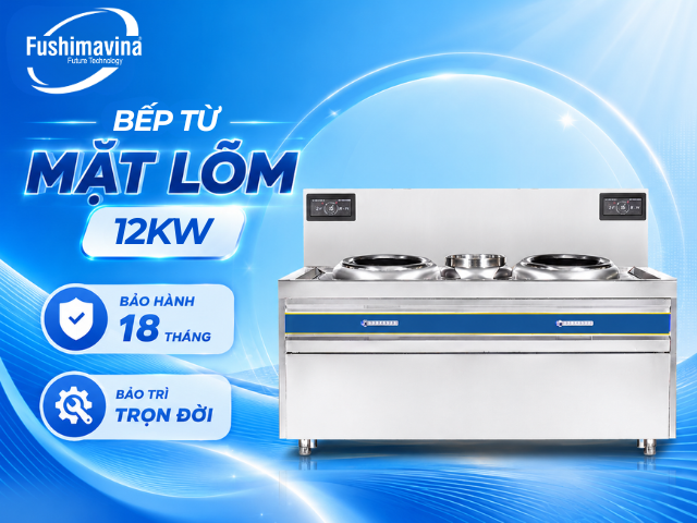 Bếp Từ Công Nghiệp Đôi 12kWx2 Mặt Lõm Phi 500 32 btfsm12ml2p500-bao-hanh-18-thang