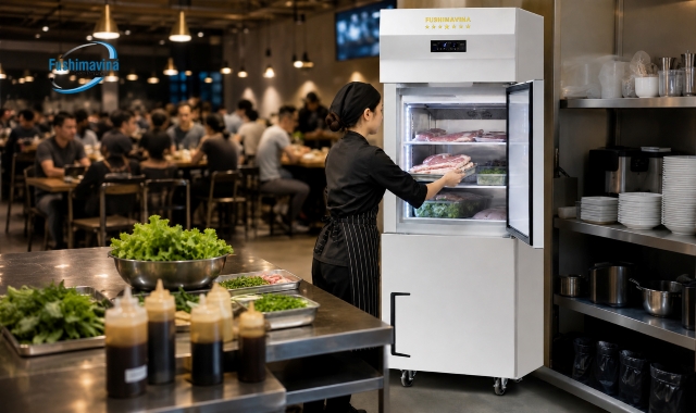 Tủ Đông Công Nghiệp 2 Cánh Lạnh Trực Tiếp 25 Thiết bị phù hợp với cơ sở cần trữ đông vừa phải nhưng có diện tích sàn hạn chế.