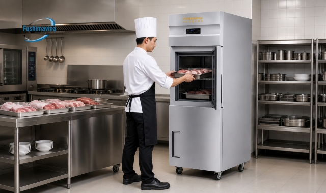 Tủ Đông Công Nghiệp 2 Cánh Lạnh Trực Tiếp 24 Thiết kế che chắn hệ thống điện của tủ đông công nghiệp FSM-TD2C.