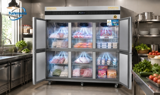 Tủ Đông Mát 6 Cánh 2 Chế Độ Quạt Gió 25 Quạt đối lưu phân phối hơi lạnh đến mọi vị trí trong khoang tủ.