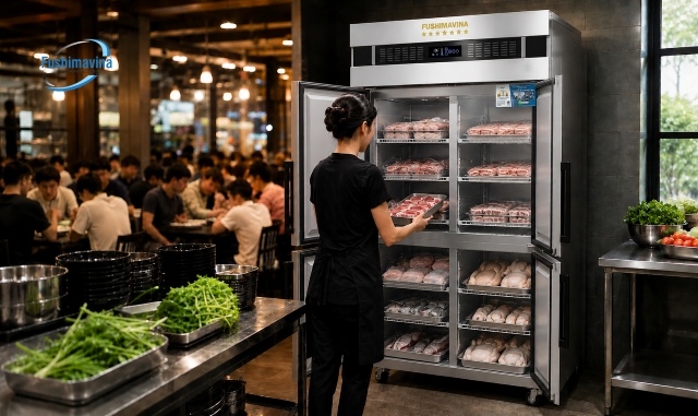 Máy nén và dàn đồng giúp tủ vận hành ổn định, êm ái.