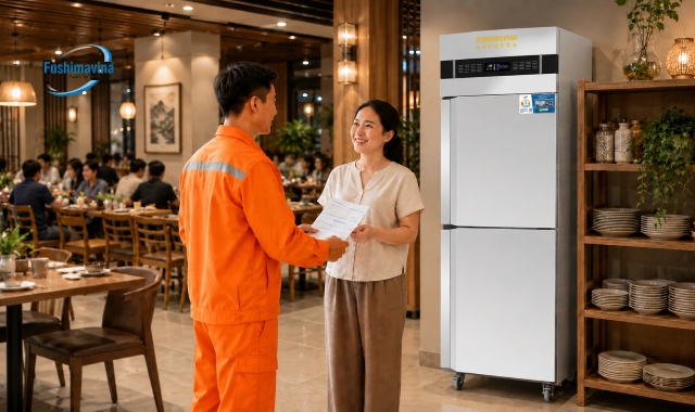 Dàn lạnh thổi vào trong giúp hạn chế thất thoát hơi lạnh khi mở cửa.