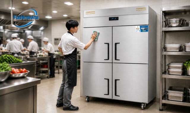 Tủ Mát 4 Cánh Lạnh Trực Tiếp 22 Tủ mát FSM-TM4C sử dụng Inox cao cấp chống gỉ và dễ vệ sinh.
