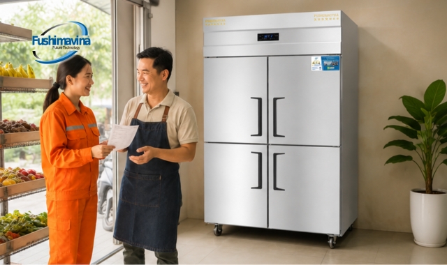 Tủ Mát 4 Cánh Lạnh Trực Tiếp 23 Hệ thống tự điều chỉnh hoạt động theo mức nhiệt được cài đặt.