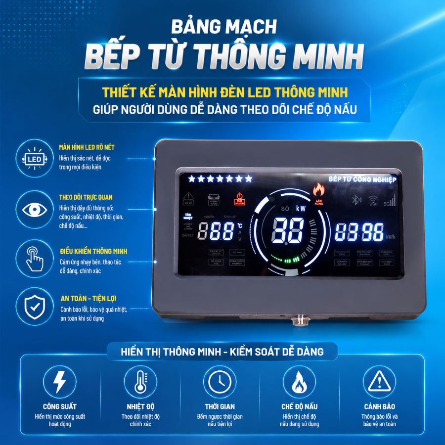 Bếp Từ Công Nghiệp Đôi 12KWx2 Mặt Phẳng 10 bep tu cong nghiep doi 12kw phang (3)