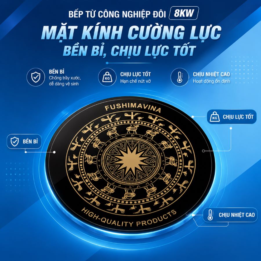 Bếp Từ Công Nghiệp Đôi 8KWx2 Mặt Phẳng 11 bep tu cong nghiep doi 8kw phang (2)