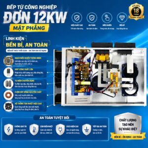 Bếp Từ Công Nghiệp Đơn 12KW Mặt Phẳng 13 bep tu cong nghiep don 12kw 1