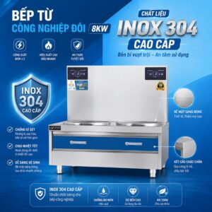 Bếp Từ Công Nghiệp Đôi 8KWx2 Mặt Phẳng 13 btcn 8kw doi phang
