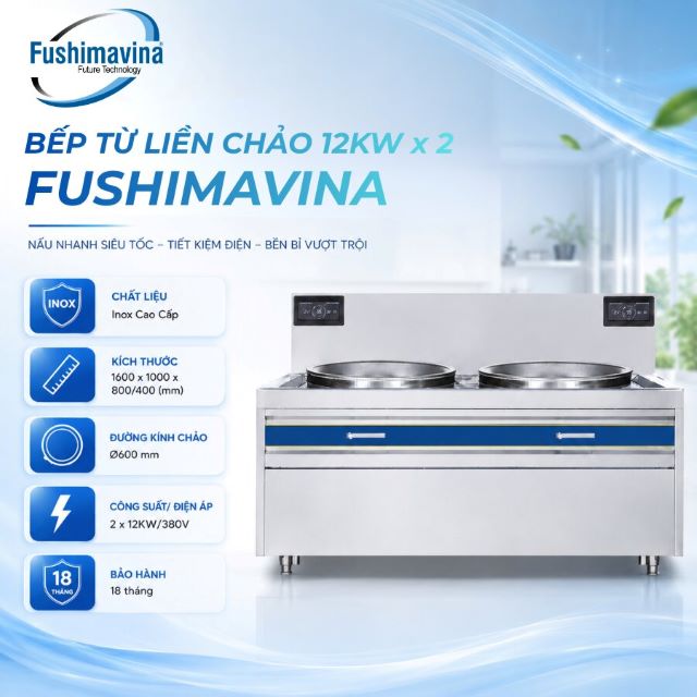 Bếp Từ Công Nghiệp Đôi 12kWx2 Liền Chảo 7 btfsm12tt2p600-tich-hop-chao