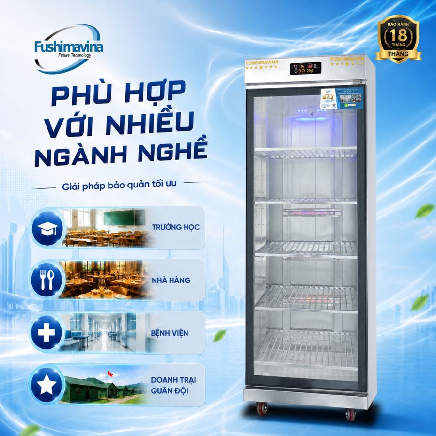Tủ sấy bát cánh kính 600L 1 lớp 10 fsm tsb-1ck1l-phu-hop-voi-nhieu-mo-hinh