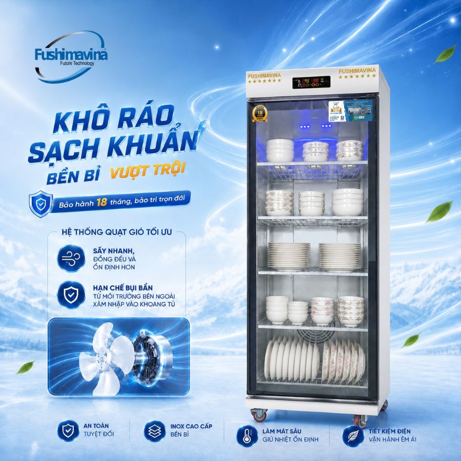 Tủ sấy bát cánh kính 600L 2 lớp quạt gió 8 fsm-tsbqg-1ck2l-su-dung-he-thong-quat-gio