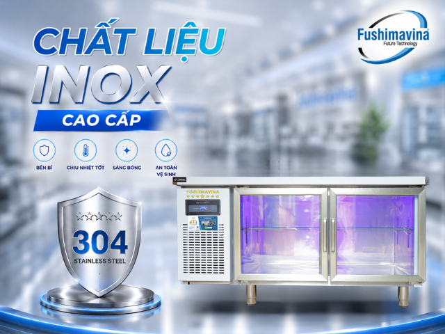 Tủ bàn mát 1m2 cánh kính lạnh trực tiếp 24 fsmblck1m2-chat-lieu-inox-cao-cap