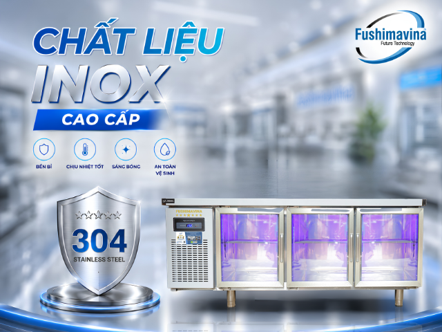 Tủ bàn mát 1m8 cánh kính lạnh trực tiếp 27 fsmblck1m8-chat-lieu-inox