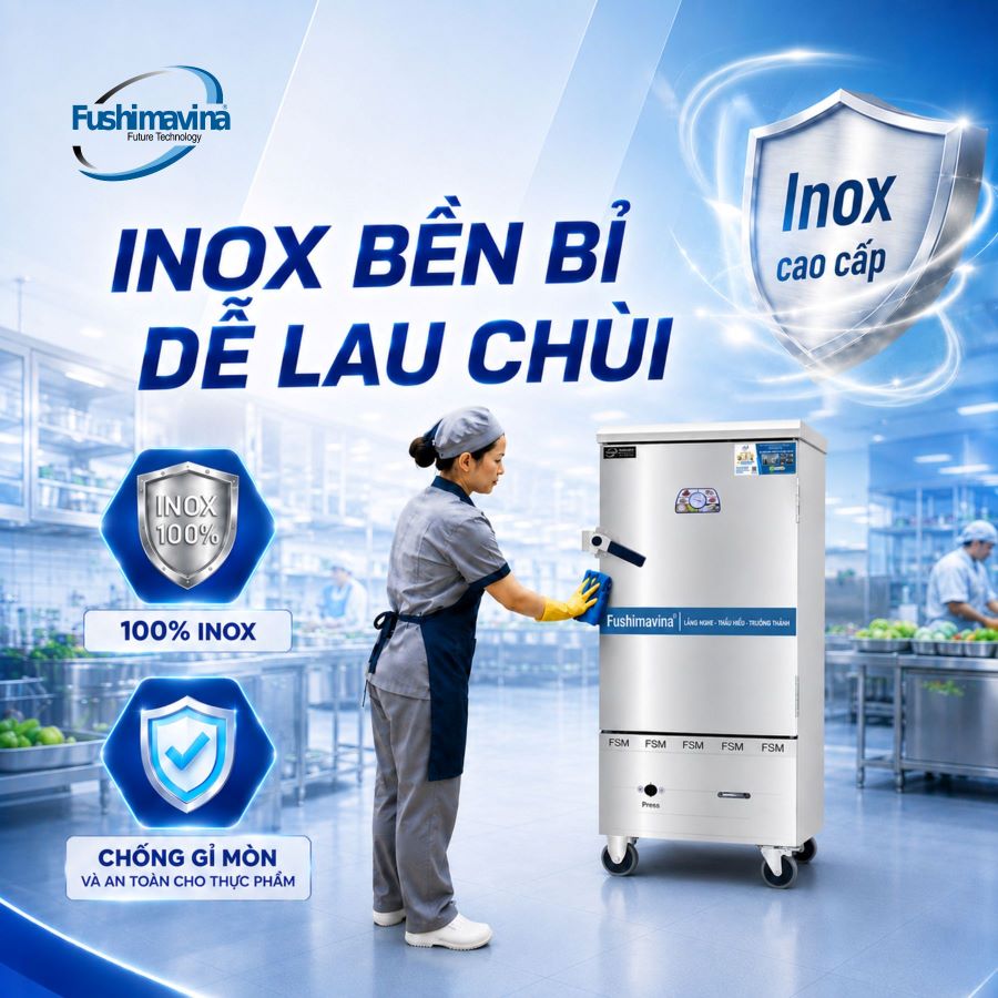 Tủ Nấu Cơm Gas Điện 6 Khay 8 inox-ben-bi-tu-nau-com-gas-va-dien-6-khay