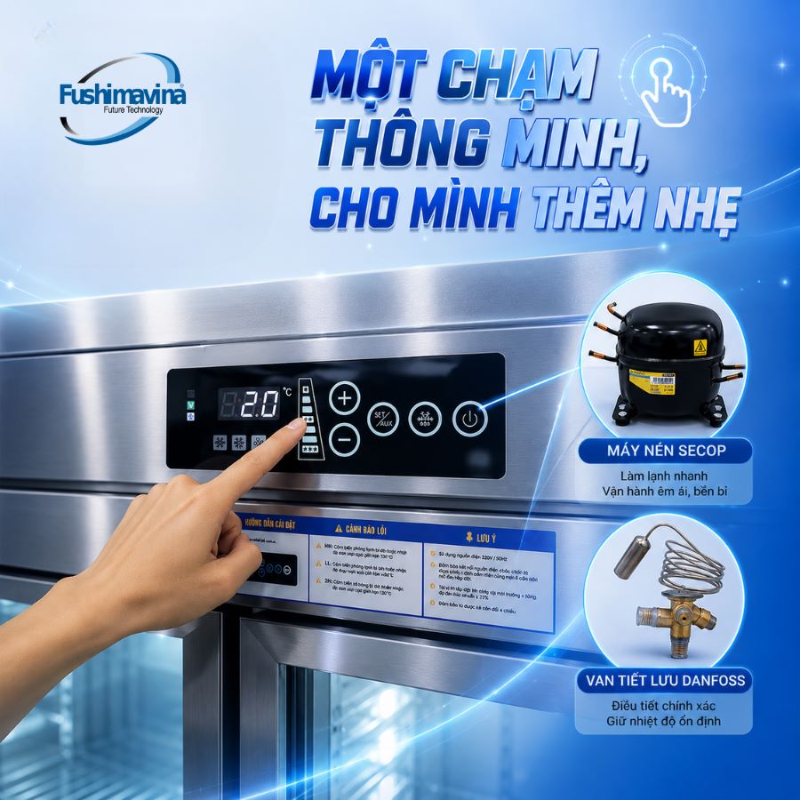 Tủ Mát 2 Cánh Lạnh Trực Tiếp 6 nut-cham-thong-minh