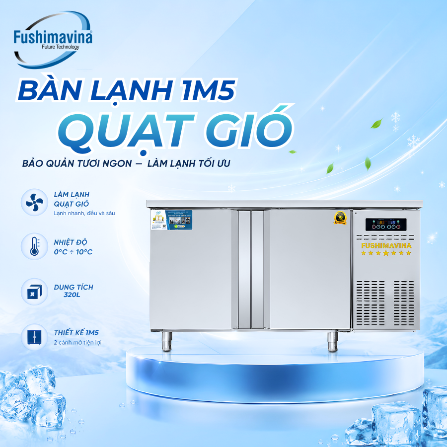 Tủ bàn lạnh, bàn mát 1m5 cánh Inox quạt gió 12 tu-ban-mat-fsmblciq1m5-2