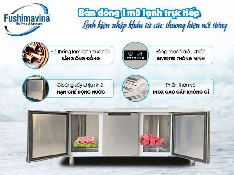 Bàn Mát 3 Cánh 1m8 Lạnh Trực Tiếp 3 Linh kiện nhập khẩu