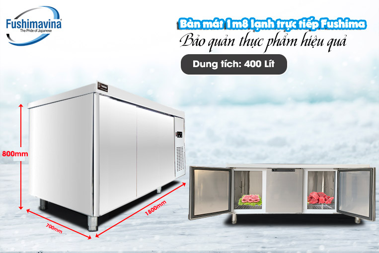 Bàn Mát 3 Cánh 1m8 Lạnh Trực Tiếp 2 Bàn mát 1m8 lạnh trực tiếp Fushima