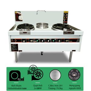 Bếp Á quạt thổi 2 họng 1 bầu nước