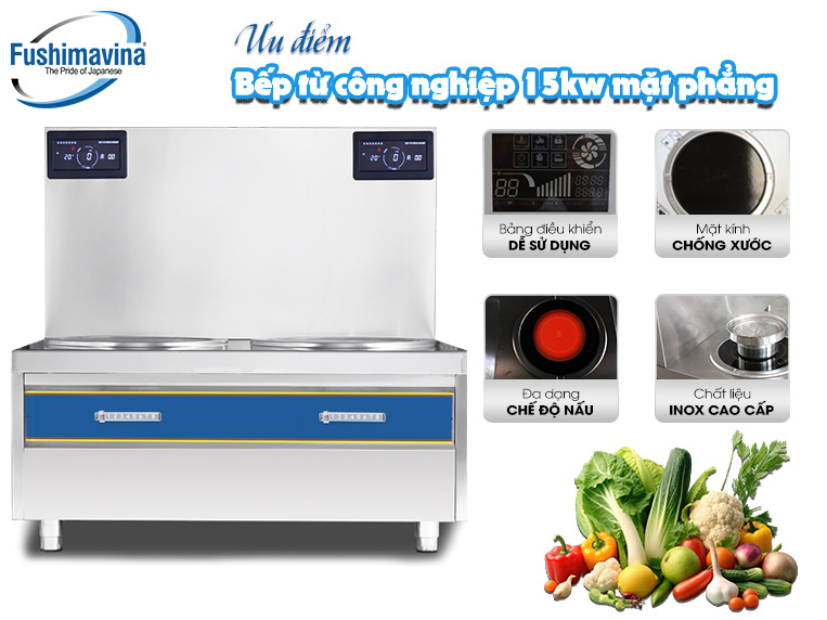 Ưu điểm của bếp từ đôi công nghiệp 15kw mặt phẳng