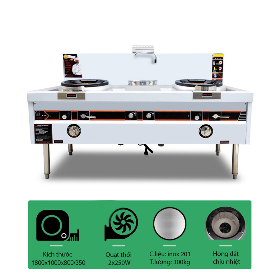 Bếp xào đôi họng đất có quạt 1800 1 Bếp xào đôi họng đất có quạt 1800