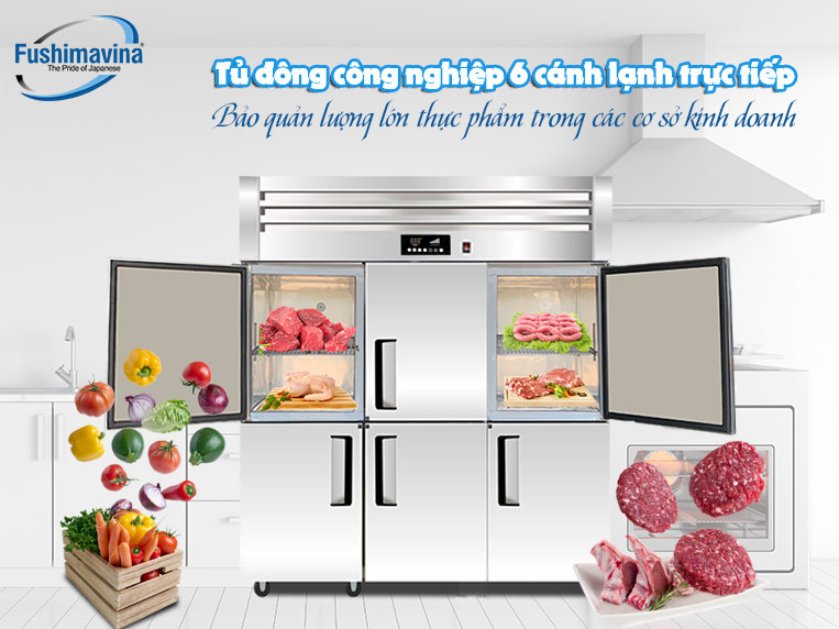 Tủ đông công nghiệp 6 cánh lạnh trực tiếp Fushima