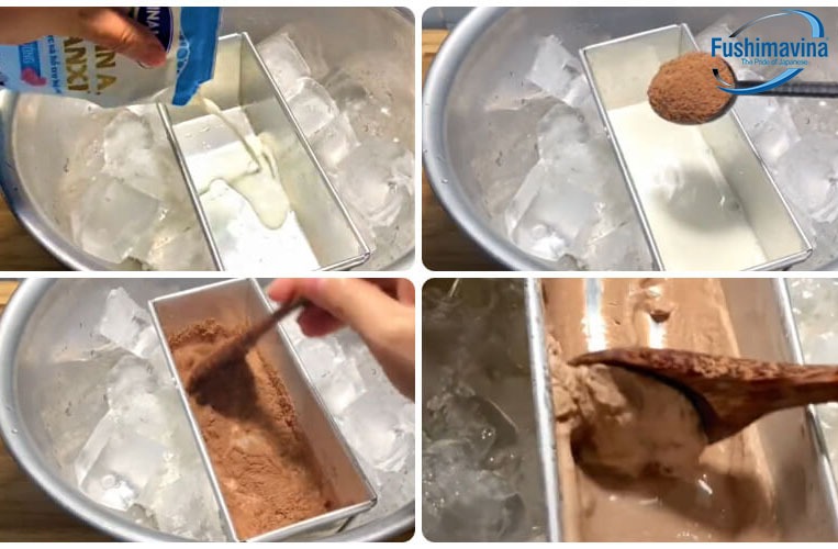 cách làm kem tươi không cần máy với đá và khuôn inox