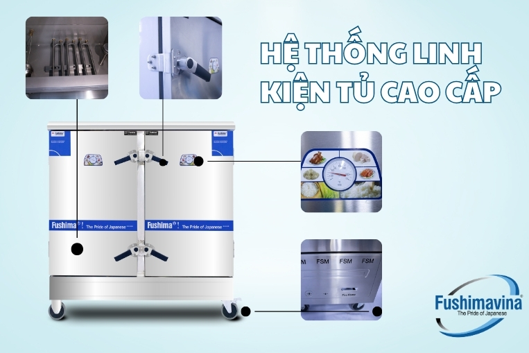 Tủ Nấu Cơm Gas Điện 24 Khay 10 hệ thống linh kiện cao cấp của tủ
