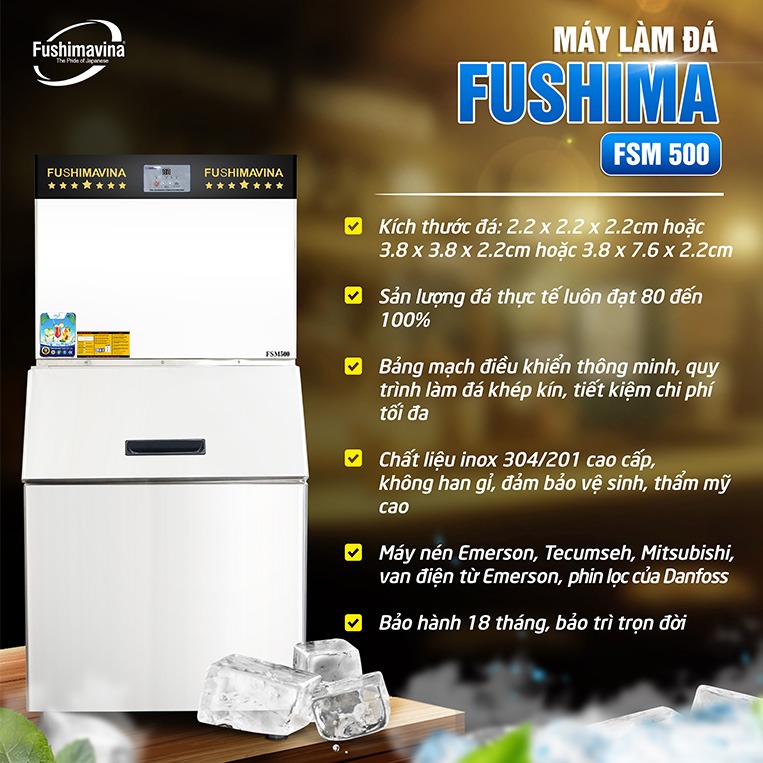 Bảng so sánh ưu điểm của máy làm đá 500kg Fushima với các dòng máy đá khác