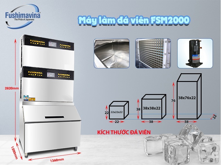 máy làm đá công suất lớn 2 tấn